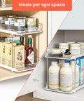 Set da 2 Organizer Multiuso con 2 Ripiani Impilabili per Cucina, Bagno, Living