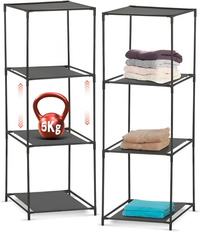 Ruimtebesparende multifunctionele modulaire stoffen rekken met 3 planken – set van 2