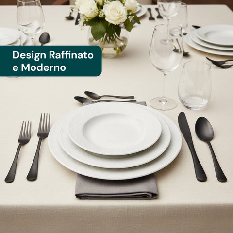 Posate Sibilla – Set da 24 in Acciaio Inox Satinato Nero Elegante