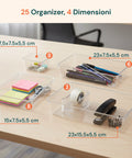 Set Organizer da Cassetti Multiuso 25 Pezzi – Trasparenti e Facili da Pulire