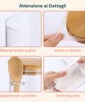 Barattoli Ermetici in Vetro 500ml con Cucchiaio e Supporto, Confezione da 3