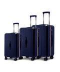 Valigie Trolley Blu 55-66-76 cm in ABS con Doppie Ruote Girevoli