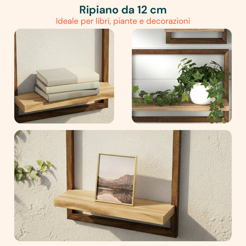 Set 4 Mensole a Muro in Legno Diverse Misure – Design Moderno e Resistente