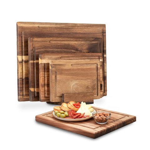 Set van 4 acaciahouten snijplanken – robuust, vochtbestendig ontwerp