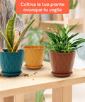 Confezione da 5 Vasi Multicolore in Plastica Ecologica con Drenaggio – Ø 15cm