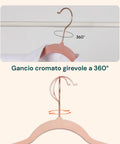 Set 50 Grucce Appendiabiti in Velluto Rosa Antiscivolo con Gancio Girevole