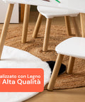 Set Scandi per Cameretta – Tavolo e 2 Sedie in Legno Bianco per Bambini