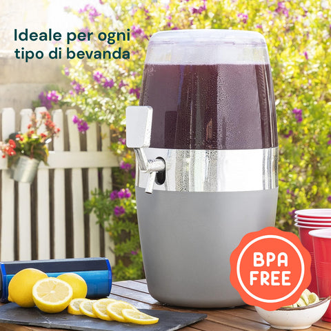 Dispenser Refrigerante 4L per Bevande con Rubinetto Antigoccia per Uso Esterno e Interno.