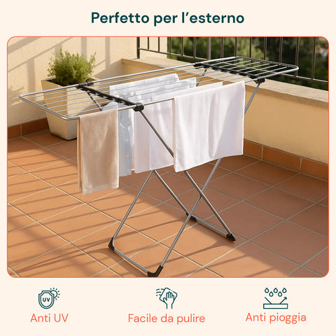 Stendino Magic Estensibile da Pavimento in Metallo con Piedini Antiscivolo