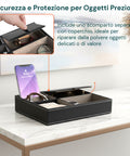 Vassoio Organizer da Ingresso – 5 Scomparti in Similpelle con Coperchio