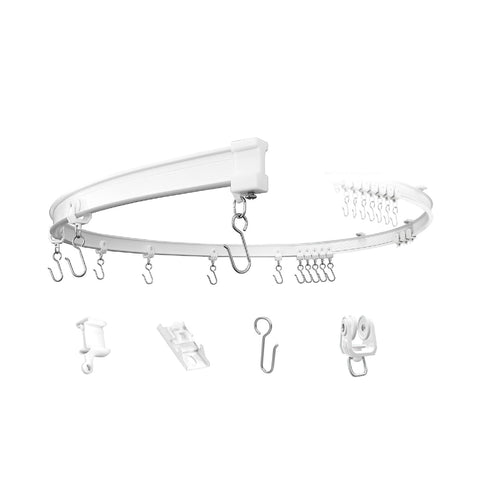 Binario Tenda Soffitto Flessibile 5m con Supporti, Ganci e Rulli
