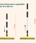 Tergivetro 24 cm con Manico Allungabile – Lavavetri in PP e Alluminio 79–120 cm