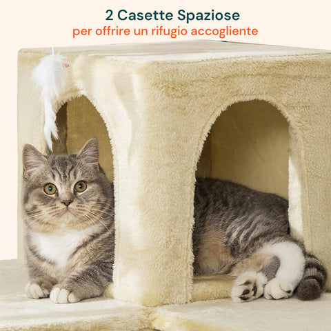 Tiragraffi per Gatti 170 cm con Cuccia, Griglie e Accessori Montaggio