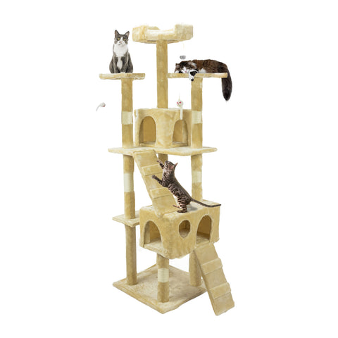 Kattenkrabpaal van 170 cm met slaapplek, platforms en montageaccessoires