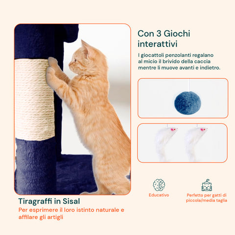 Tiragraffi per Gatti 170 cm con Cuccia, Griglie e Accessori Montaggio