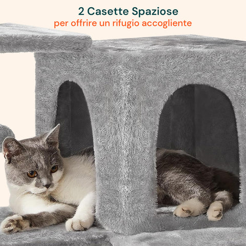 Tiragraffi per Gatti 170 cm con Cuccia, Griglie e Accessori Montaggio