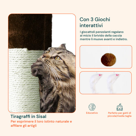 Tiragraffi per Gatti 170 cm con Cuccia, Griglie e Accessori Montaggio