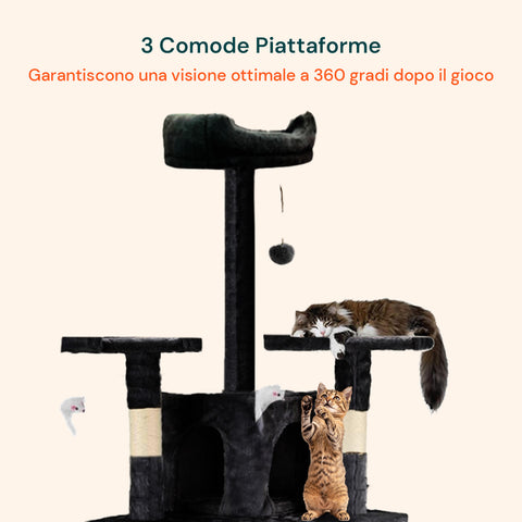 Tiragraffi per Gatti 170 cm con Cuccia, Griglie e Accessori Montaggio