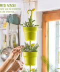 Tris Contenitori Portapiante Per Parete Verde