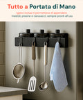 Set 3 Organizer Magnetico Cucina: Porta Spezie, Barattoli e Porta Rotolo Senza Fori