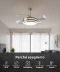 Ventilatore Da Soffitto 4 Pale A Scomparsa Con Luce E Telecomando 35w