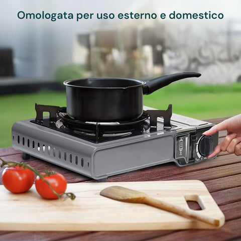 Fornello Portatile A Gas 2,2kw Con Piezo E Valigetta Per Esterni