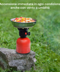 Accensione immediata in ogni condizione anche con vento o umidità, fornello affidabile per uso esterno e natura