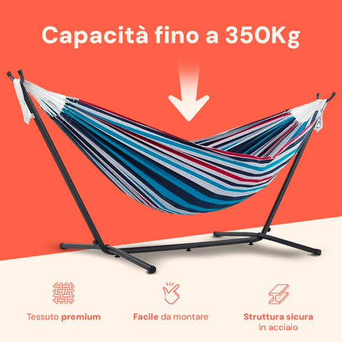 Amaca Galapagos Blu Shades con Struttura in Metallo e Tessuto in Cotone per Esterni Ean-8050030810157