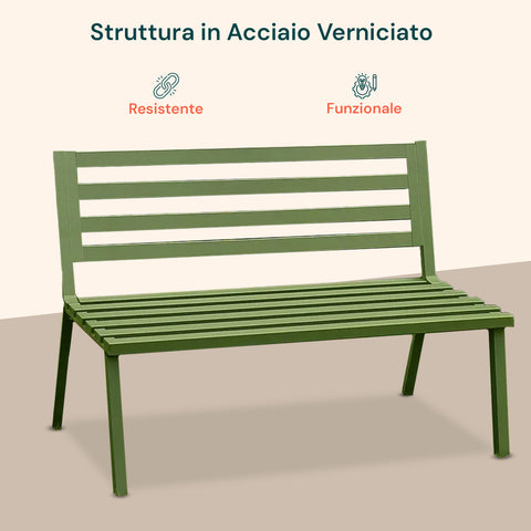 Panca Montecarlo Verde In Acciaio Verniciato Con Design Moderno