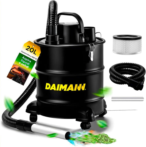 Alleszuiger 20 l 800 W met HEPA-filter en metalen slang voor haard en kachel