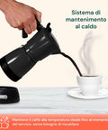 Moka Elettrica DeMaison 6 tazze con sistema di mantenimento al caldo che versa caffè fumante nella tazzina, caffettiera elettrica 480W che mantiene la temperatura ideale fino al momento del servizio senza bisogno di riscaldare