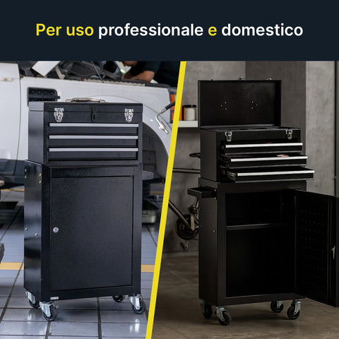 Carrello per Attrezzi con Cassetti e Armadietto con Serratura fino a 100kg