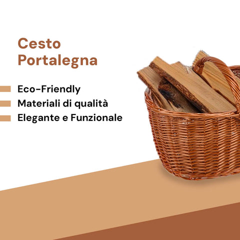 Cestino Portalegna o Picnic 35x50 cm in Vimini con Manici e Grande Capacità Ean-8023755045432