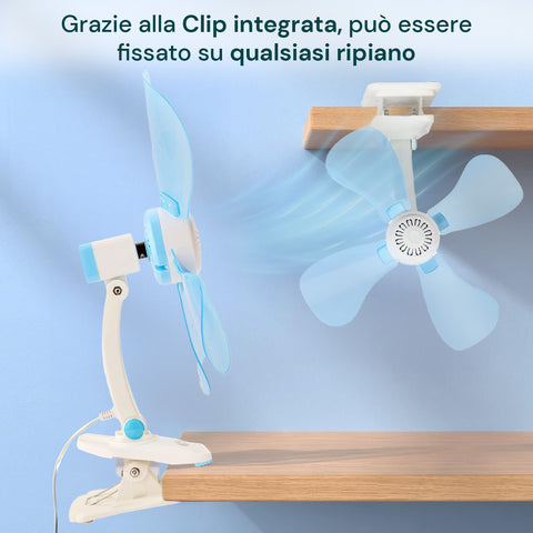 Clip integrata per fissaggio su qualsiasi ripiano: scrivania, comodino, mensola grazie al sistema di aggancio robusto