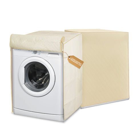 Beige wasmachinehoes met dubbele rits en vlekwerende afwerking, 80x60x60 cm