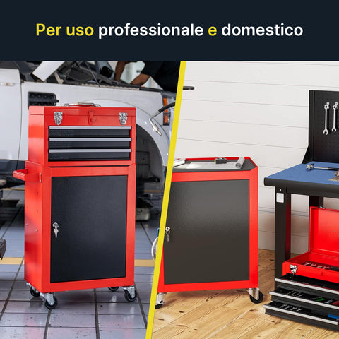 Carrello per Attrezzi con Cassetti e Armadietto con Serratura fino a 100kg