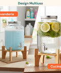 Dispenser Bevande in Vetro 8L con Rubinetto in Alluminio