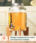 Dispenser Bevande in Vetro 8L con Rubinetto in Alluminio