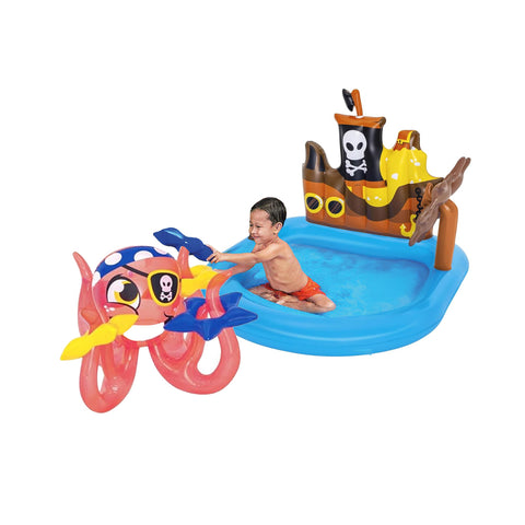 Piscina Gonfiabile a Forma di Nave Pirata con Giochi e Accessori per Bambini 140x130cm Ean-6942138934519