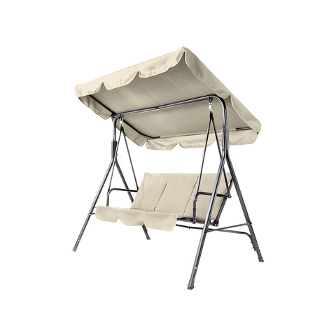 Dondolo da Giardino 3 Posti in Acciaio con Tettoia Regolabile e Cuscini Beige Ean-8023755056797