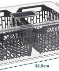 Doppio contenitore per frigorifero Tidy 32x22cm con dimensioni evidenziate - organizer trasparente con cestelli neri removibili