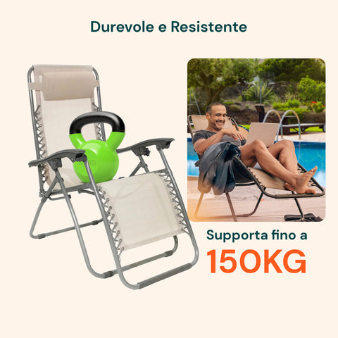 Durevole e resistente supporta fino a 150kg con cuscino regolabile per comfort e relax a piscina e giardino