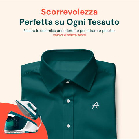 Ferro da Stiro con Caldaia con Piastra Ceramica e Sistema Autopulente 2200W