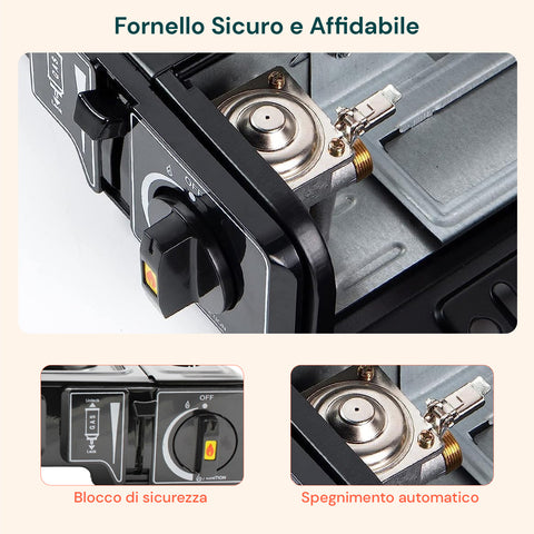 Fornello Portatile A Gas 2,2kw Con Piezo E Valigetta Per Esterni