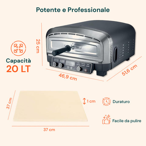 Forno Pizza Elettrico Professionale con Pala 2200W