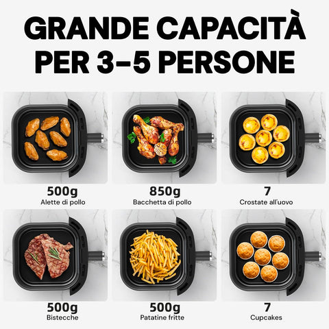 Avilia Friggitrice ad Aria 6L Digitale Compatta 1350W Senza Olio con 8  Programmi Cestello Lavabile e Timer Ean-8056897155509