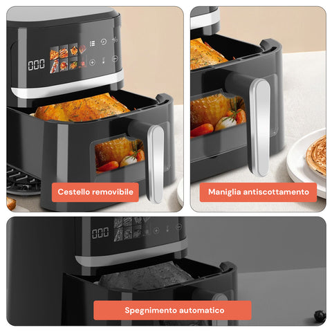 Avilia Friggitrice ad Aria 8L 1350W con Display Digitale, Timer, Cestello Removibile e 8 Programmi Ean-8056897155073
