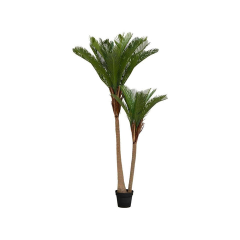 Kunstmatige tropische palm met 2 stammen en pot voor binnen, 180 cm
