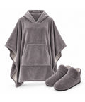 avilia home coperta indossabile donna in spugna con cappuccio tasca a marsupio e ciabatte coordinate taglia unica in fucsia verde acqua o grigio ean 8056819082289