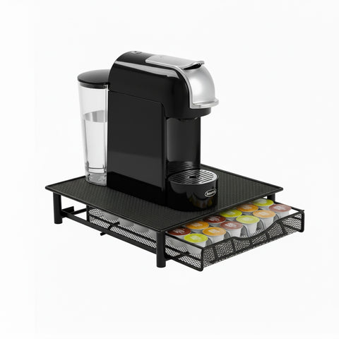 Koffiecapsulehouder voor 36 capsules met uittrekbare lade van metaal en antislipbasis